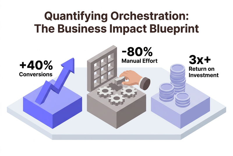 The Business Impact Blueprint: Orchestration ROI Quantifying orchestration business impact: 40 percent higher conversions, 80 percent less manual effort, and 3x return on investment across Zigment deployments
