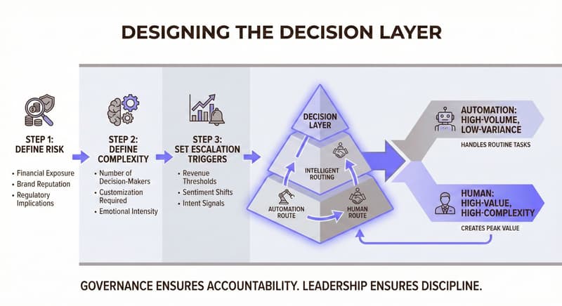 An Infographic representing the steps to design the decision layer
