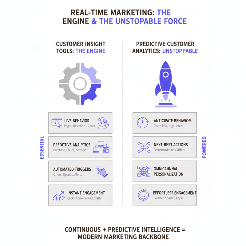 An infographic representing customer insight tools with predictive customer analytics for real time marketing 