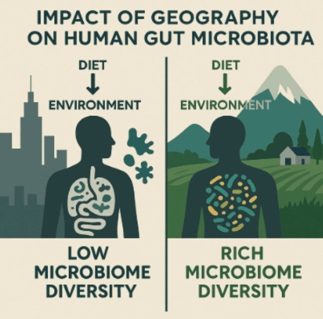 How Travel and Geography Shape the Human Gut Microbiome

