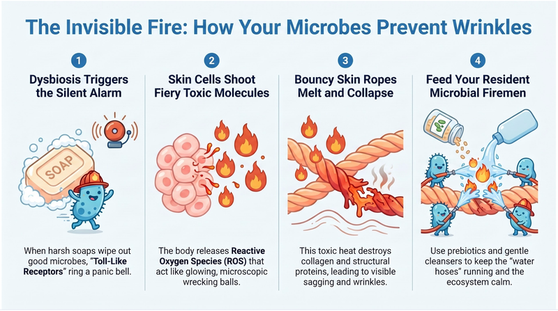 The Invisible Fire: How your microbes prevent wrinkle