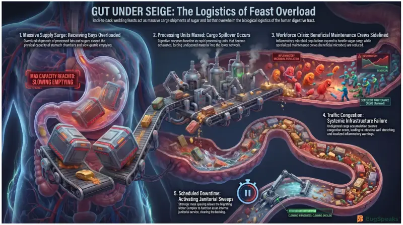 Gut Under Seige: Logistics of Feast Overload