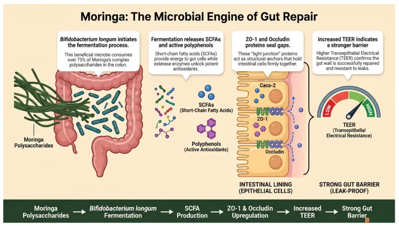 Moringa: The Microbial Engine of Gut Repair