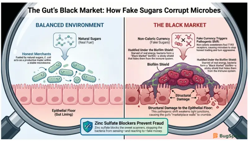 The Gut's Black Market: How Fake Sugars Corrupt Microbes