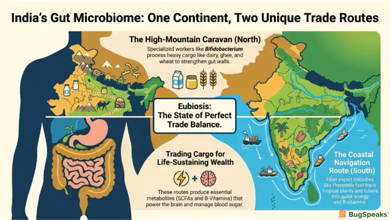 India's Gut Microbiome: One Continen, Two Unique Trade Routes