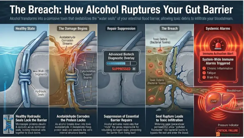 The Breach: How Alcohol Ruptures Your Gut Barrier