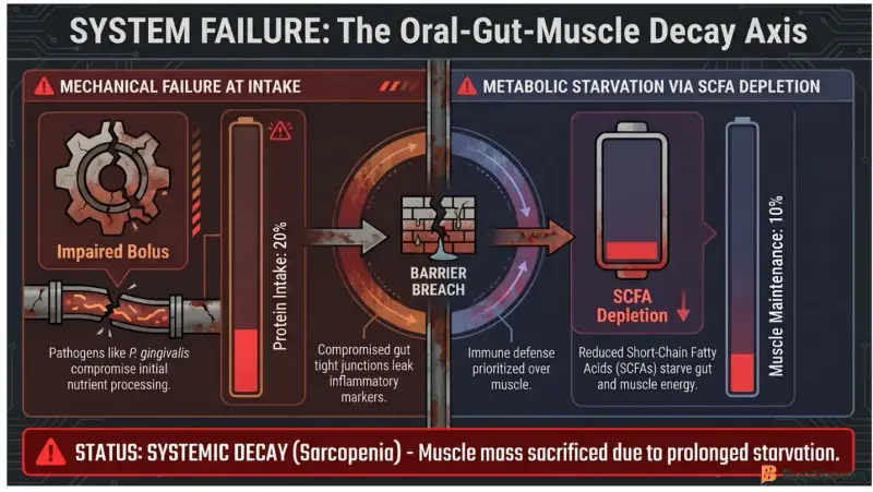 System Failure: The Oral-Gut Muscle Decay Axis