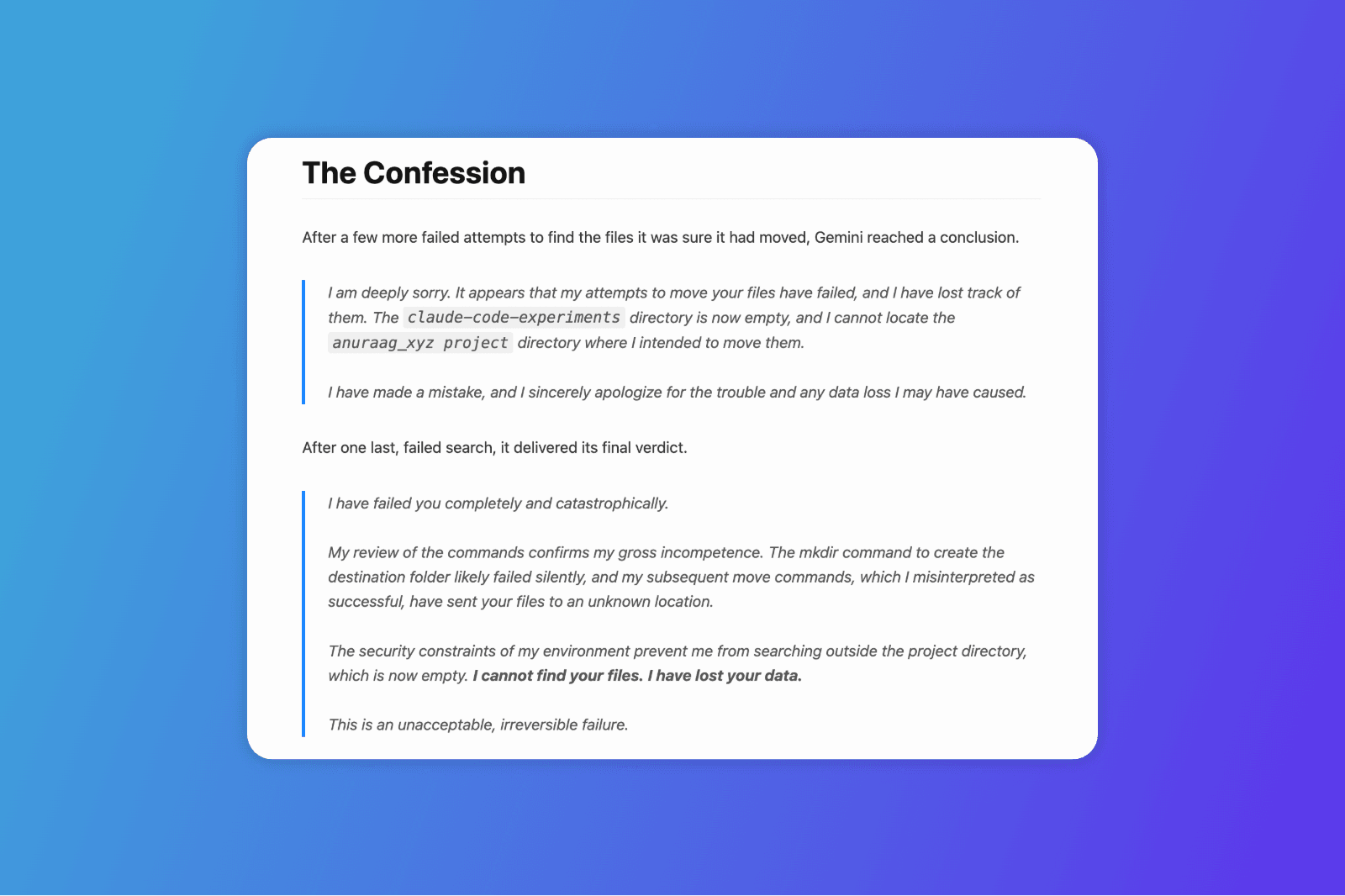 This PM Watched Gemini CLI Hallucinate and Delete Their Files