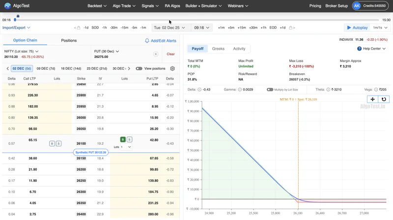 how to backtest on option simulator