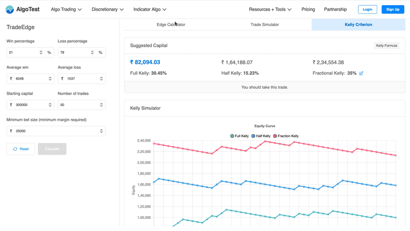 Showing Kelly Criterion