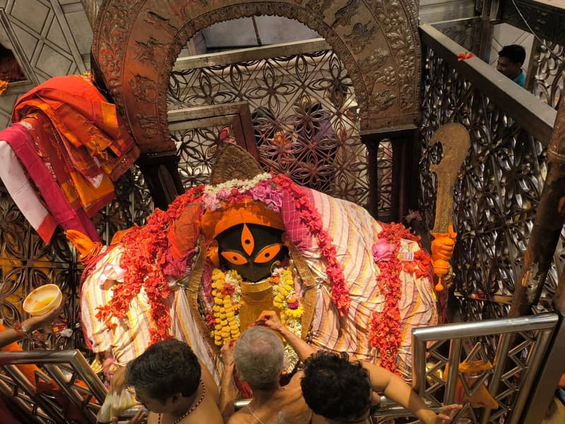 A photo of Ma Kali's idol at Kalighat Temple, Kolkata.