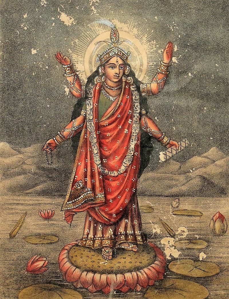 The standard iconography of Goddess Bhairavi.