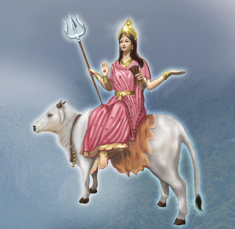 The standard iconography of Goddess Mahagauri.