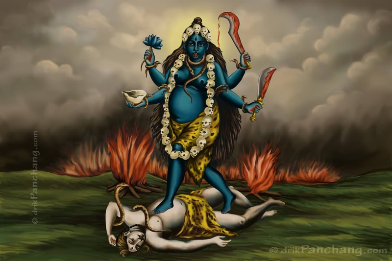 An illustration of Mahavidya Tara's standard iconography.