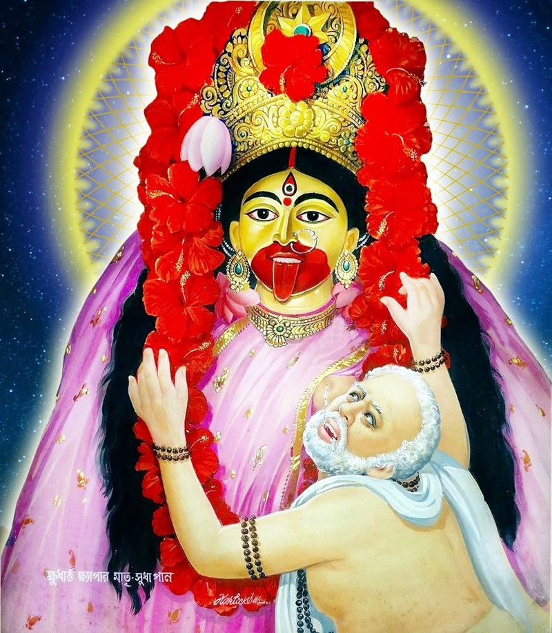 An illustration of Sri Bamakhepa and Goddess Tara.