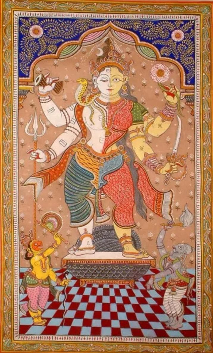 शिव और शक्ति के ऐक्य को दर्शाता हुआ एक चित्र।