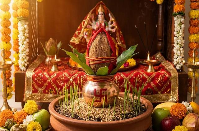 An image of the sacred Kalash of Navratri.