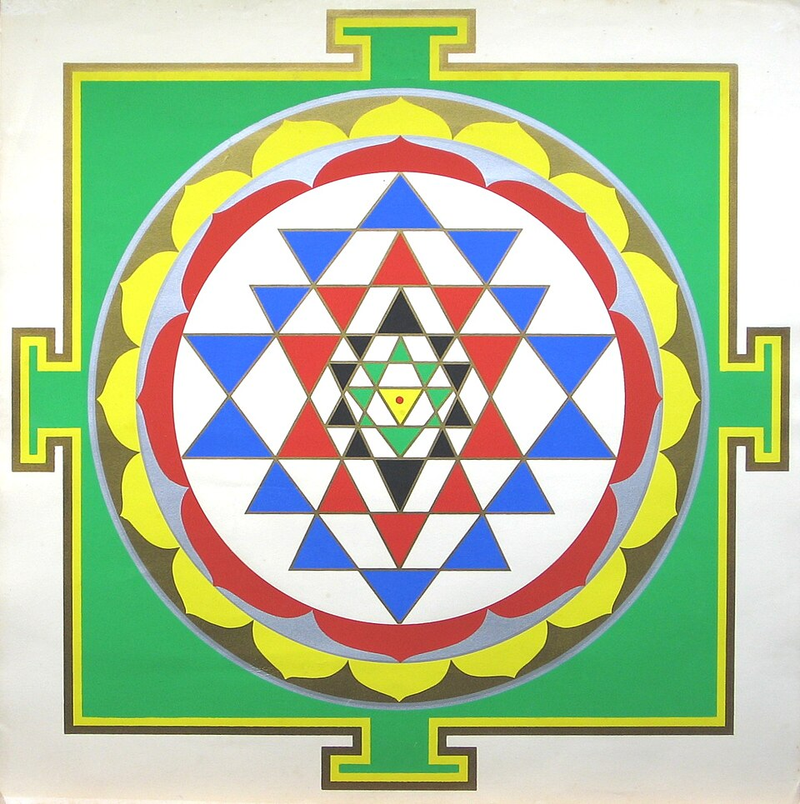 An image of the Sri Yantra (Sri Chakra) in its standard geometrical form.