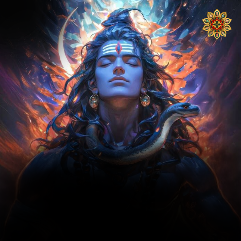ध्यानमग्न मुखमुद्रा सहित भगवान शिव का एक सृजनात्मक चित्रण