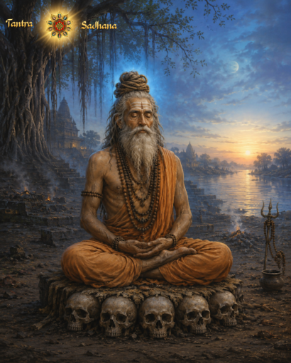 An image of Sage Vashishth sitting in meditation on a Panchmundi Asan.