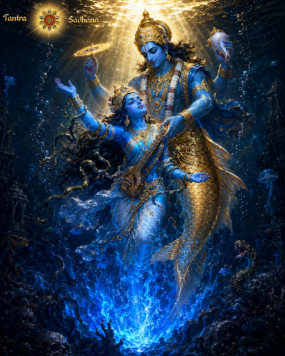 An image of Lord Vishnu and Goddess Tara in the form of Nila Saraswati.