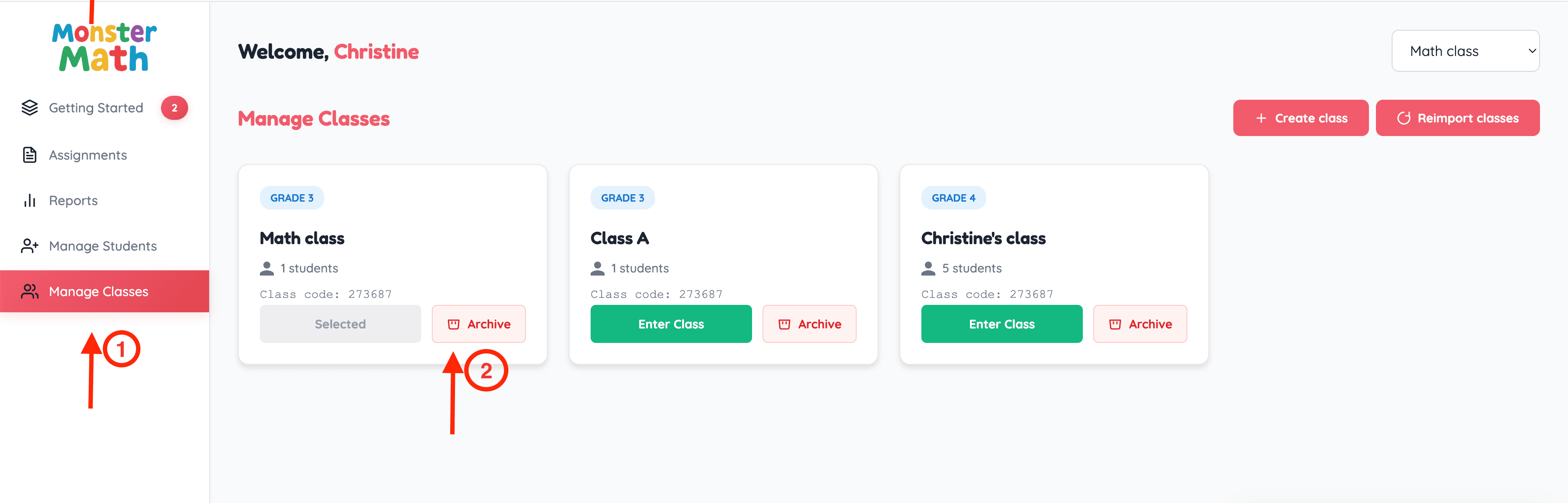 How to archive a class?