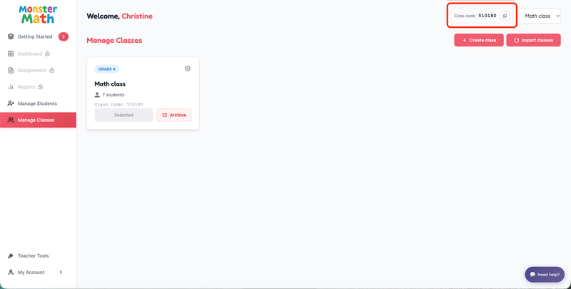 How to find class code
