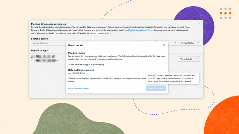 Selected: Meta 30 days restriction review window for health and wellness brands