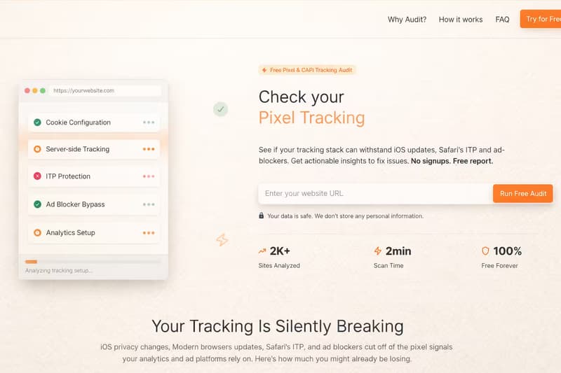 Screenshot of Meta Pixel and CAPI Audit Tracking Tool