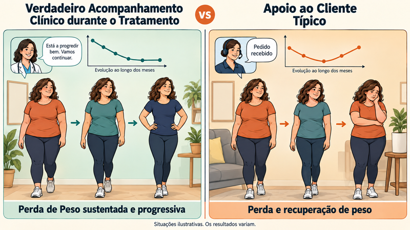 acompanhamento perda de peso vs apoio ao cliente