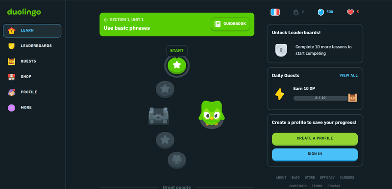 Duolingo app interface