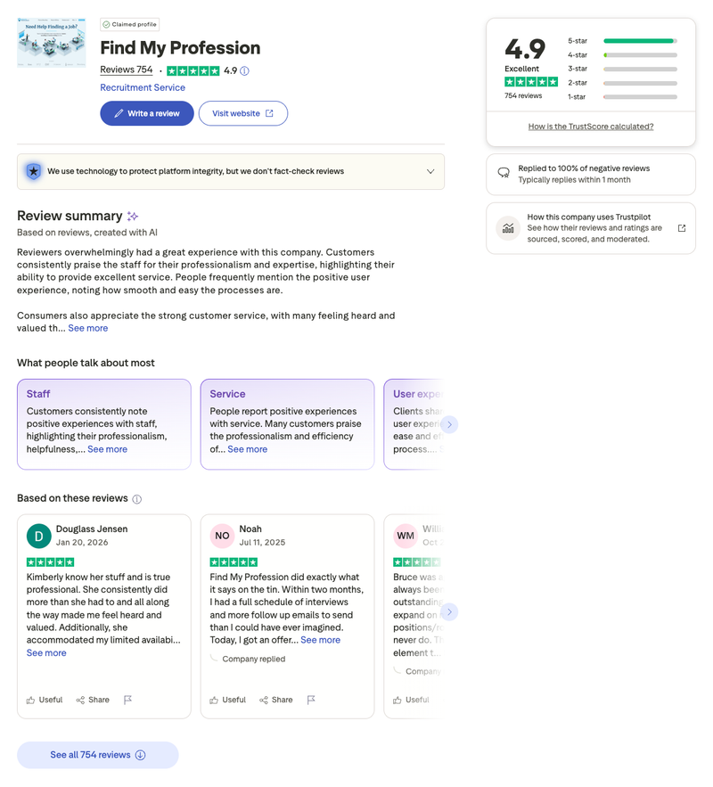 Find My Profession Reviews