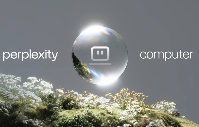 An unattended desk at 4:00 a.m. with a glowing monitor actively running tasks on its own with Perplexity Computer.