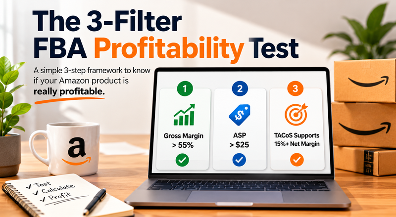 3-Filter FBA Profitability Test — Gross Margin above 55%, ASP above $25, TACoS supports 15% net margin