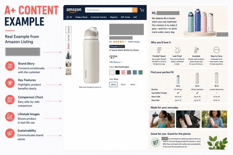 Amazon product listing conversion optimization with A+ Content examples