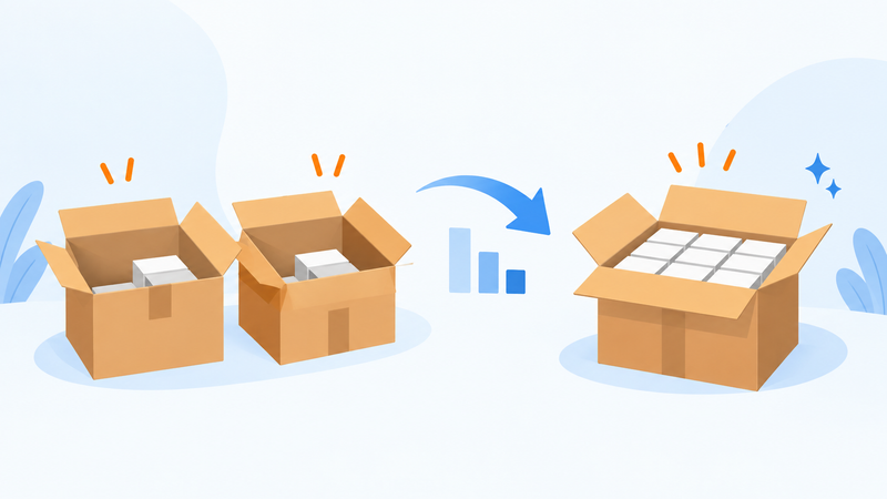 Amazon FBA box consolidation reducing prep and shipping fees