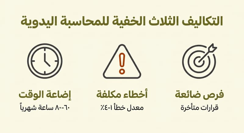 التكلفة الحقيقية للمحاسبة اليدوية: الوقت والأخطاء والفرص الضائعة