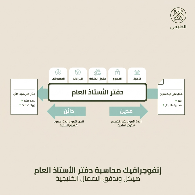 ما هو دفتر الأستاذ العام؟ دليل مبسط مع أمثلة