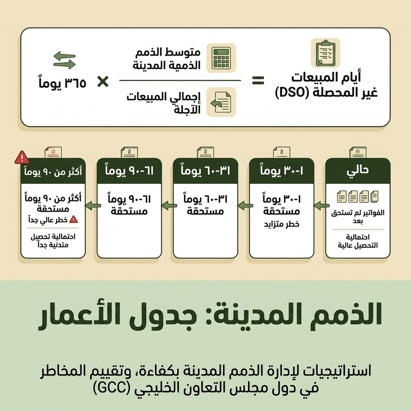 جدول أعمار الذمم المدينة ومعادلة DSO للشركات في دول مجلس التعاون الخليجي