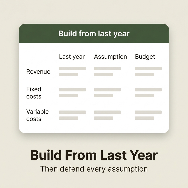 How to build a business budget from last year's actuals and defensible budgeting assumptions