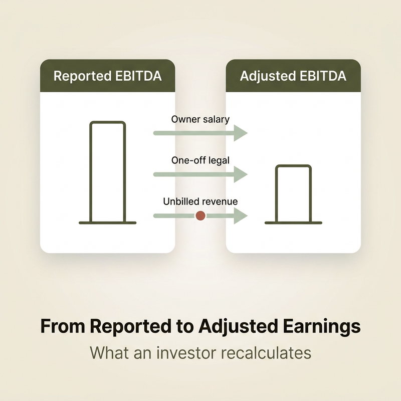 Investor due diligence checklist: reported EBITDA adjusted to investor-adjusted earnings