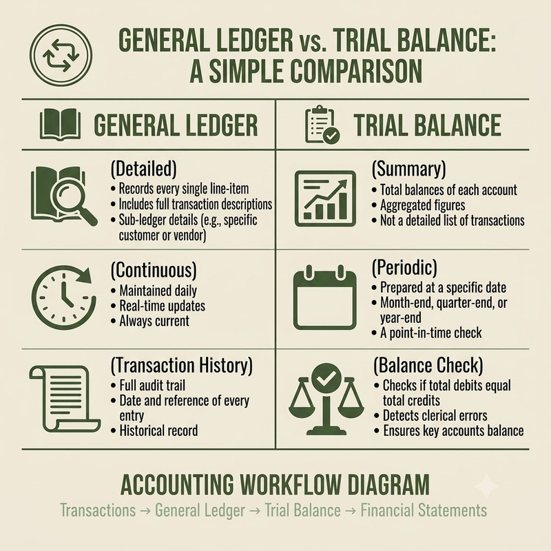 General Ledger vs Trial Balance Comparison