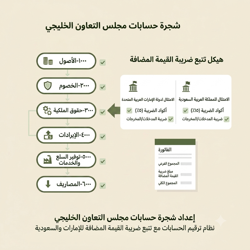إعداد دليل حسابات الخليج: نظام الترقيم والامتثال