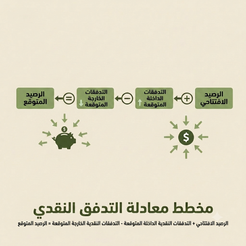 مخطط معادلة التدفقات النقدية يوضح حساب الرصيد