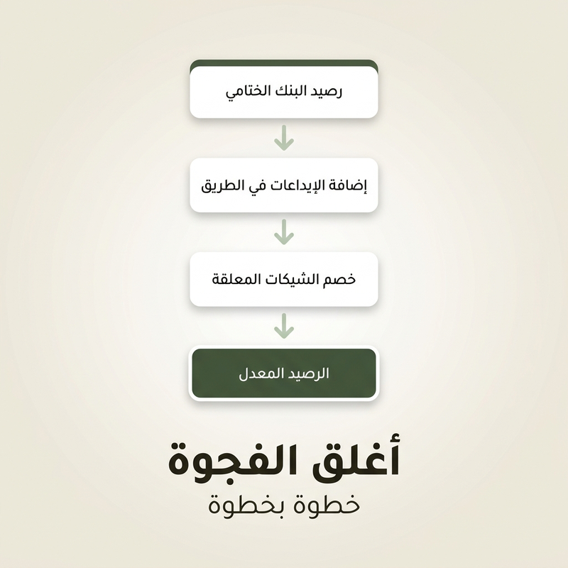 عملية التسوية البنكية من الرصيد البنكي الختامي إلى الرصيد المعدل