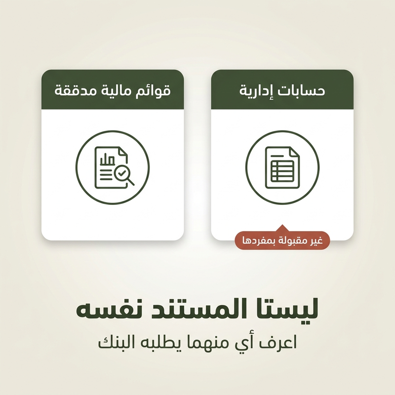 بطاقتان تقارنان بين الحسابات الإدارية والقوائم المدققة، وهو تمييز في المتطلبات المالية لقروض الأعمال يصر عليه المقرضون