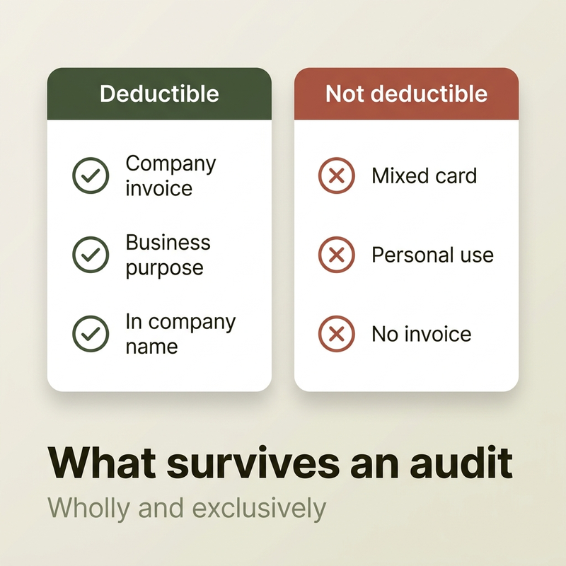 Deductible versus non-deductible expenses when separating business personal finances