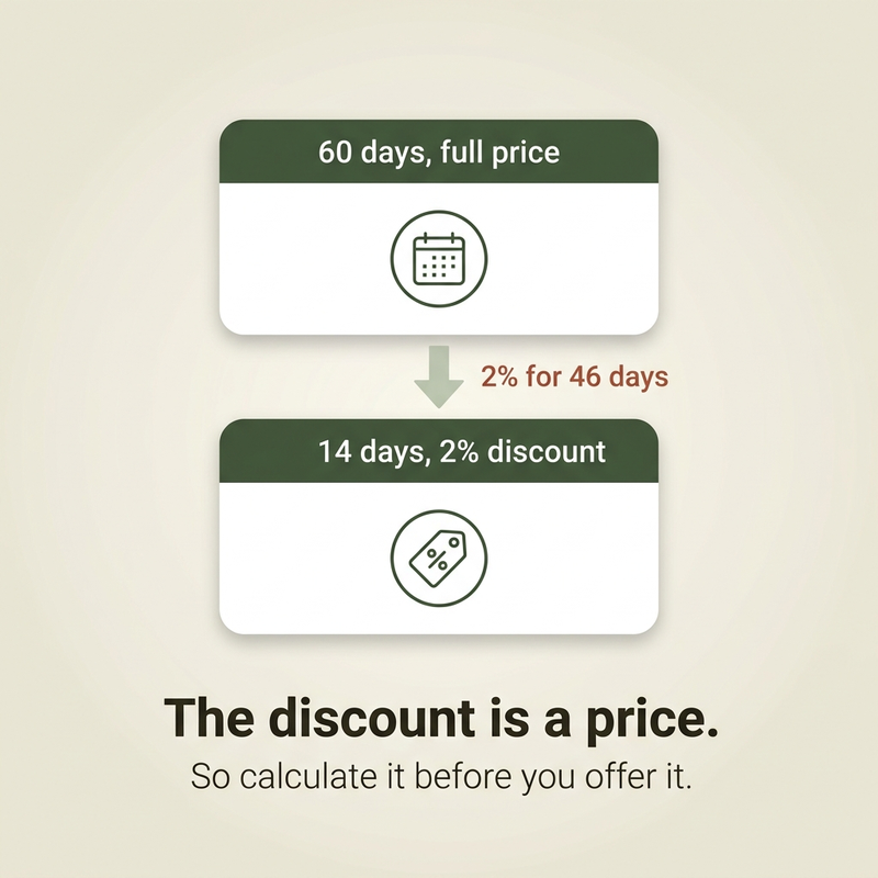 Early payment discount weighed against 60 day payment terms in a payment terms negotiation