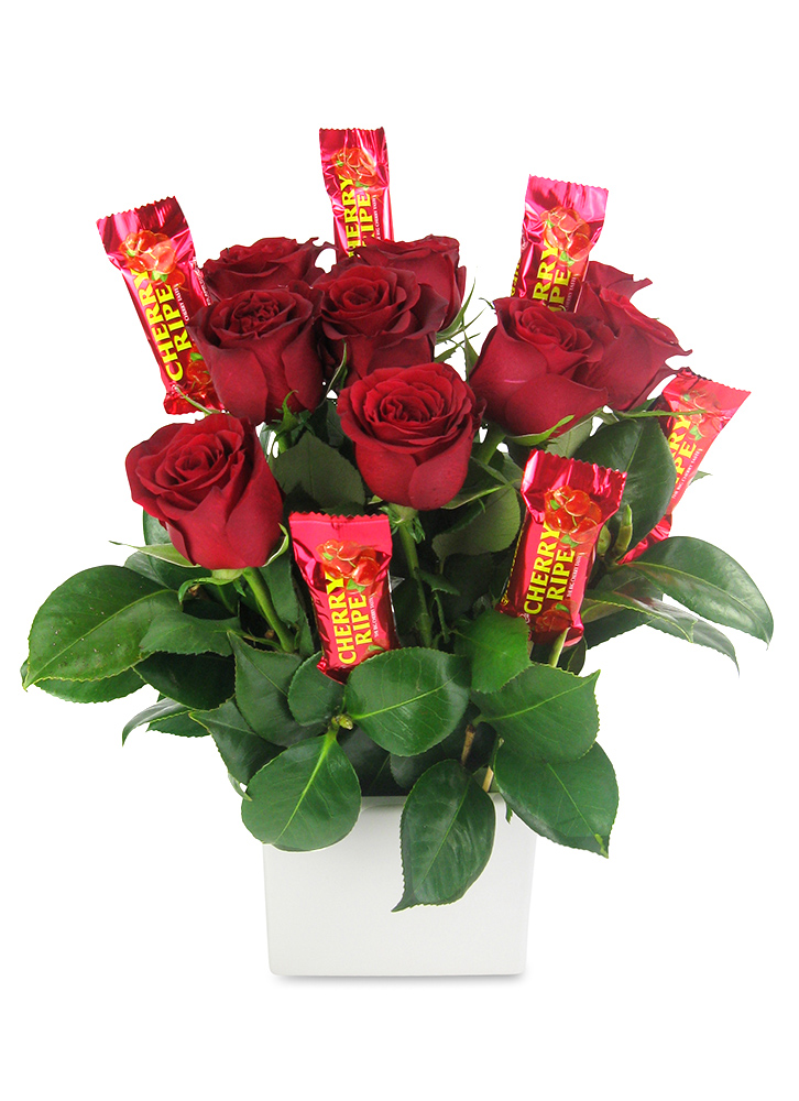 Cherry Ripe bars and roses
