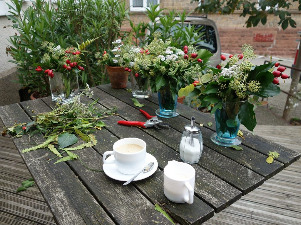 Flowers and coffee